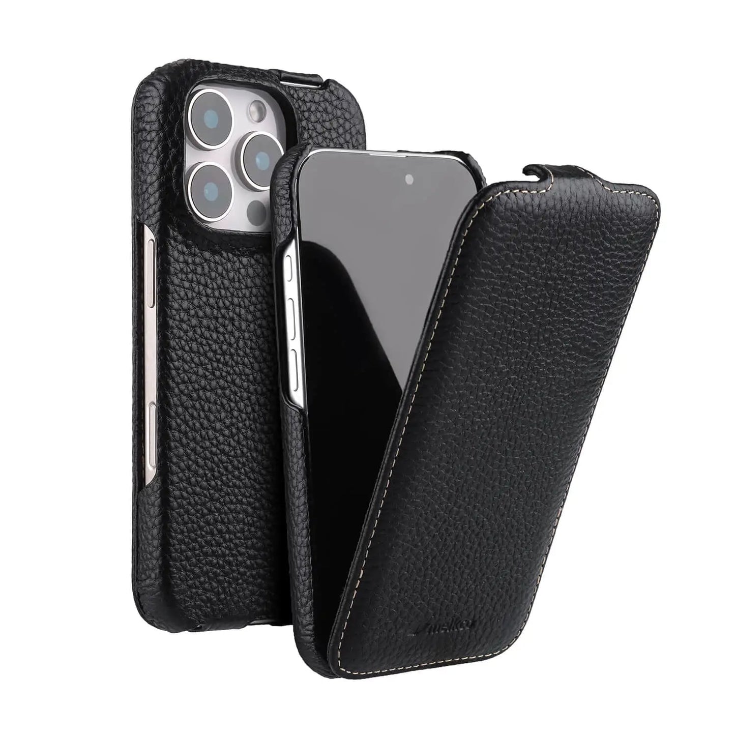 Melkco Flip Case for iPhone 16 Pro Max – Genuine Leather Magnetic Cover | Luxury Cowhide Business Wallet Case - TrendingTechPK