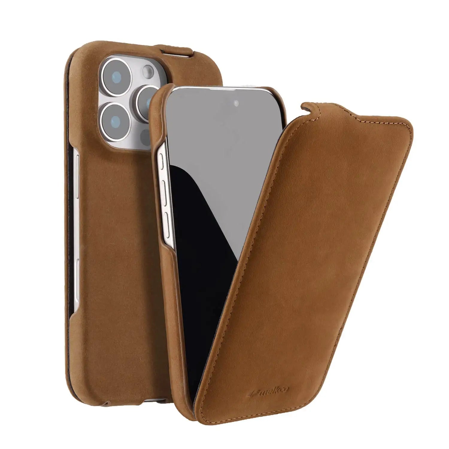 Melkco Flip Case for iPhone 16 Pro Max – Genuine Leather Magnetic Cover | Luxury Cowhide Business Wallet Case - TrendingTechPK
