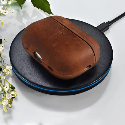 Crazy Horse Genuine Leather Case for AirPods Pro 2 – Handmade Protective Cover for AirPods 4 Wireless Charging - TrendingTechPK