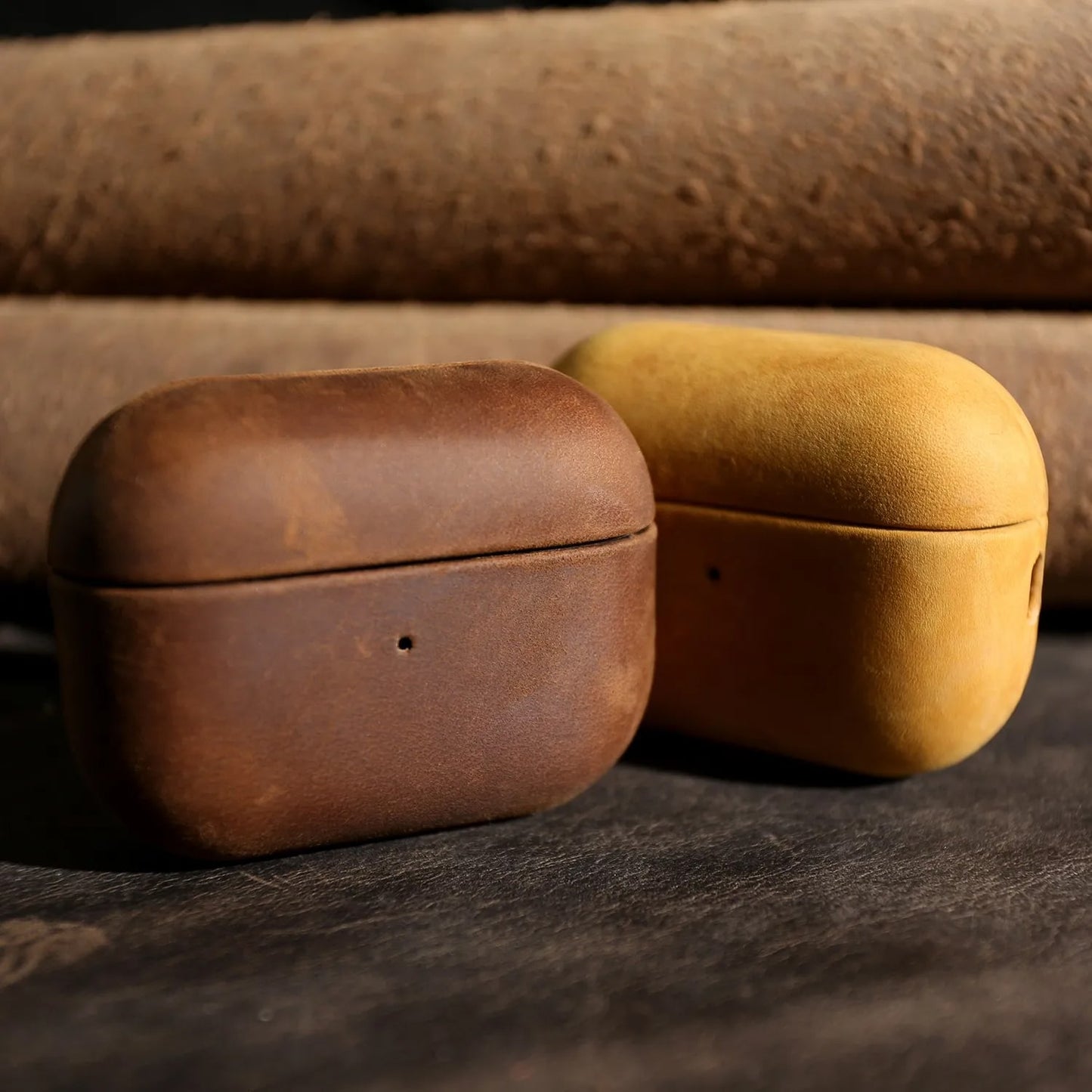 Crazy Horse Genuine Leather Case for AirPods Pro 2 – Handmade Protective Cover for AirPods 4 Wireless Charging - TrendingTechPK