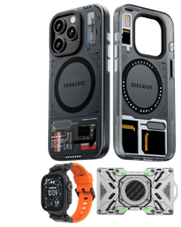 iPhone Translucent Case Along With Metal Wallet and Apple Fkm Rubber Band