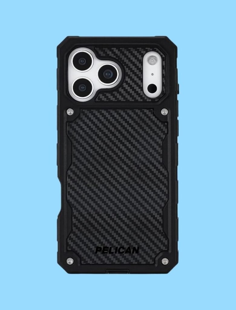 black rugged case on silver iphone 17 pro max