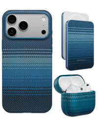 iPhone 17 Pro Max Carbon Fiber Case with Airpods and magsafe powerbank in Moonrise style