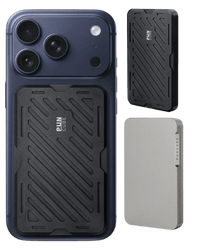 iPhone 17 Pro Blue With Black Magsafe Wallet Along With Titanium Wallet