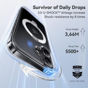 CASEKOO clear case for iPhone 17 with iF Design Award winning titanium 360 spin ring stand