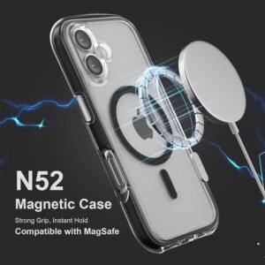 WarpHex clear case for iPhone 17 showing 360-degree air cushion frame for drop absorption